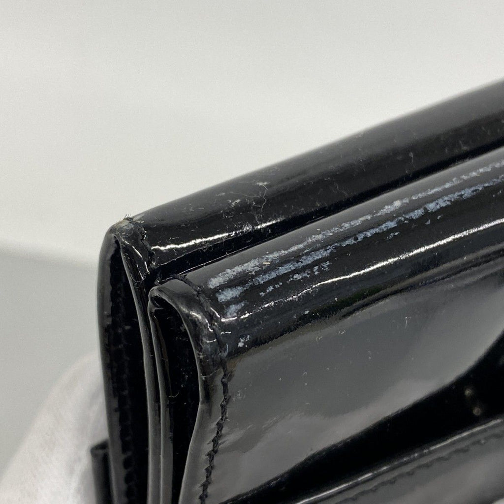 Chanel Trifold Wallet Patent Leather Black Silver — view 5