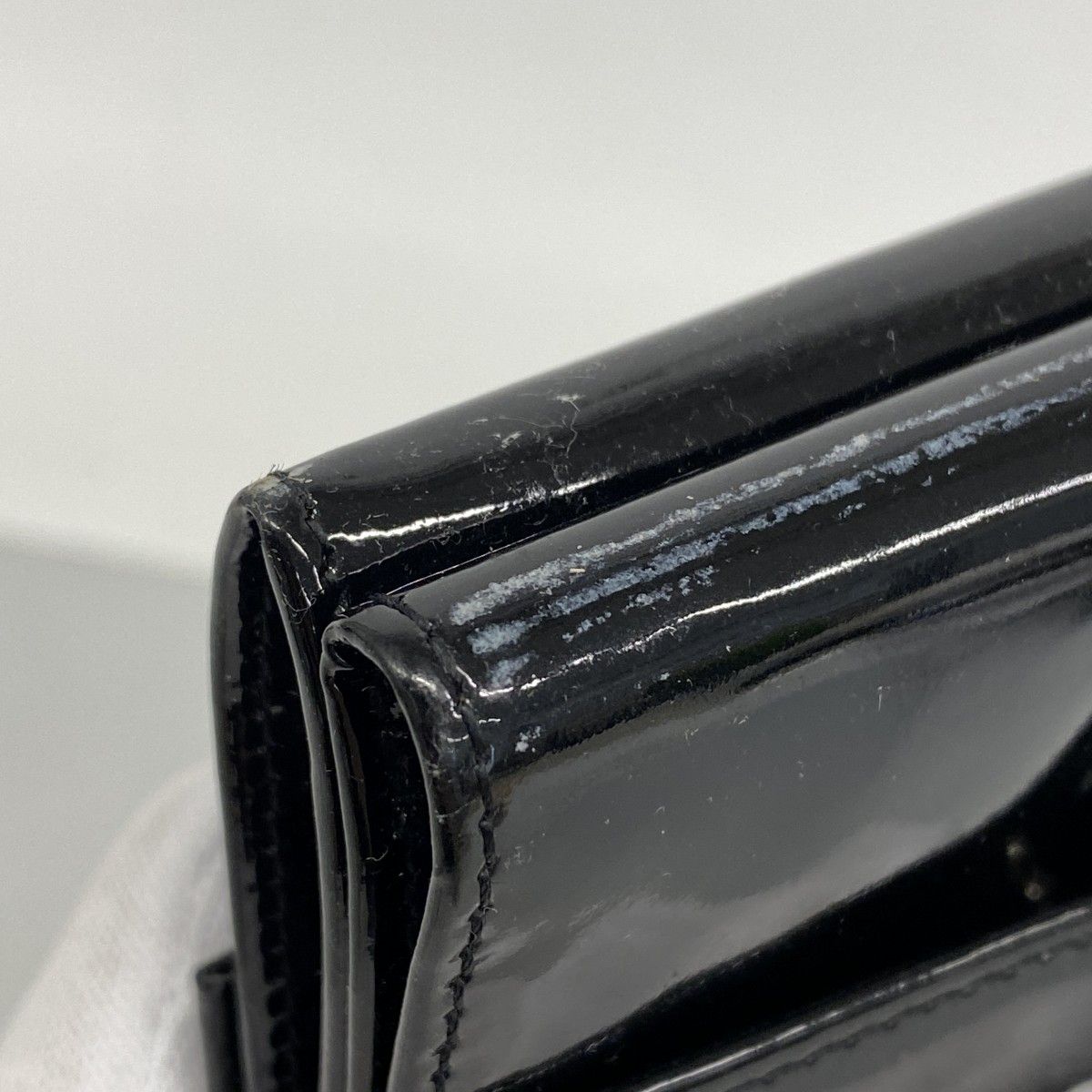 Chanel Trifold Wallet Patent Leather Black Silver — view 5