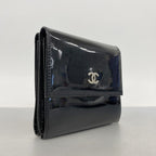 Chanel Trifold Wallet Patent Leather Black Silver — view 2