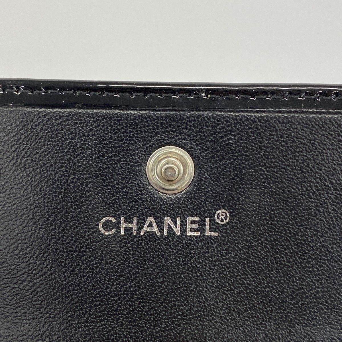 Chanel Trifold Wallet Patent Leather Black Silver — view 4