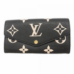 Louis Vuitton Wallet Monogram Empreinte Bicolor Portefeuille Sarah Black Beige