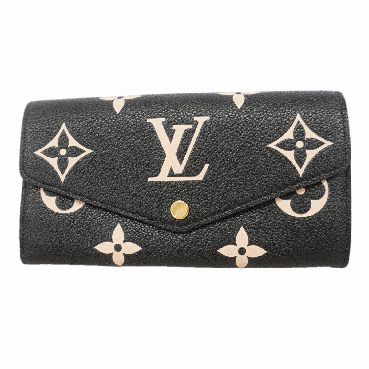 Louis Vuitton Wallet Monogram Empreinte Bicolor Portefeuille Sarah Black Beige