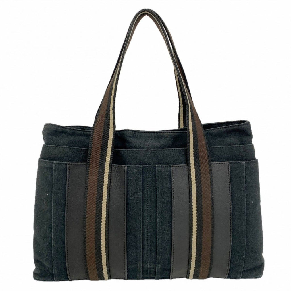 Hermes Tote Trocahoriental MM Canvas Black Brown Silver