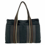 Hermes Tote Trocahoriental MM Canvas Black Brown Silver