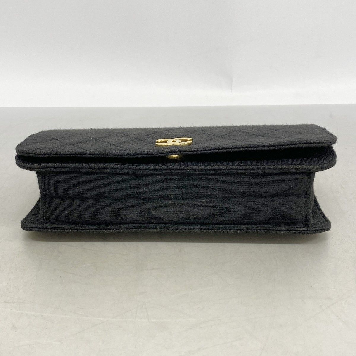 Chanel Shoulder Bag Quilted Jersey Black Gold — view 3
