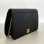 Chanel Shoulder Bag Quilted Jersey Black Gold — view 2