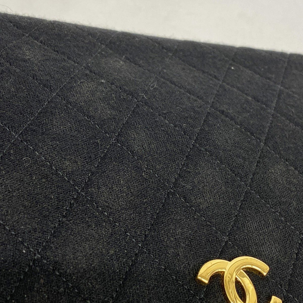 Chanel Shoulder Bag Quilted Jersey Black Gold — view 6