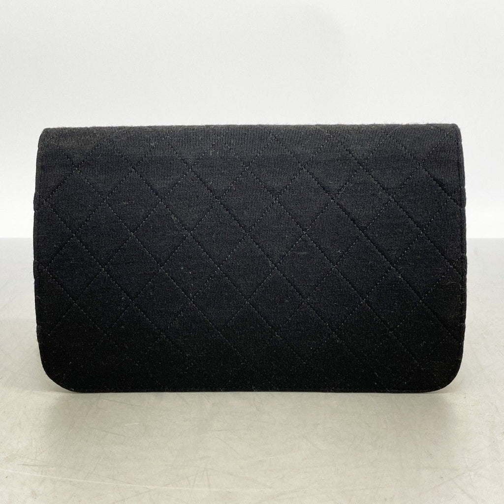 Chanel Shoulder Bag Quilted Jersey Black Gold — view 9