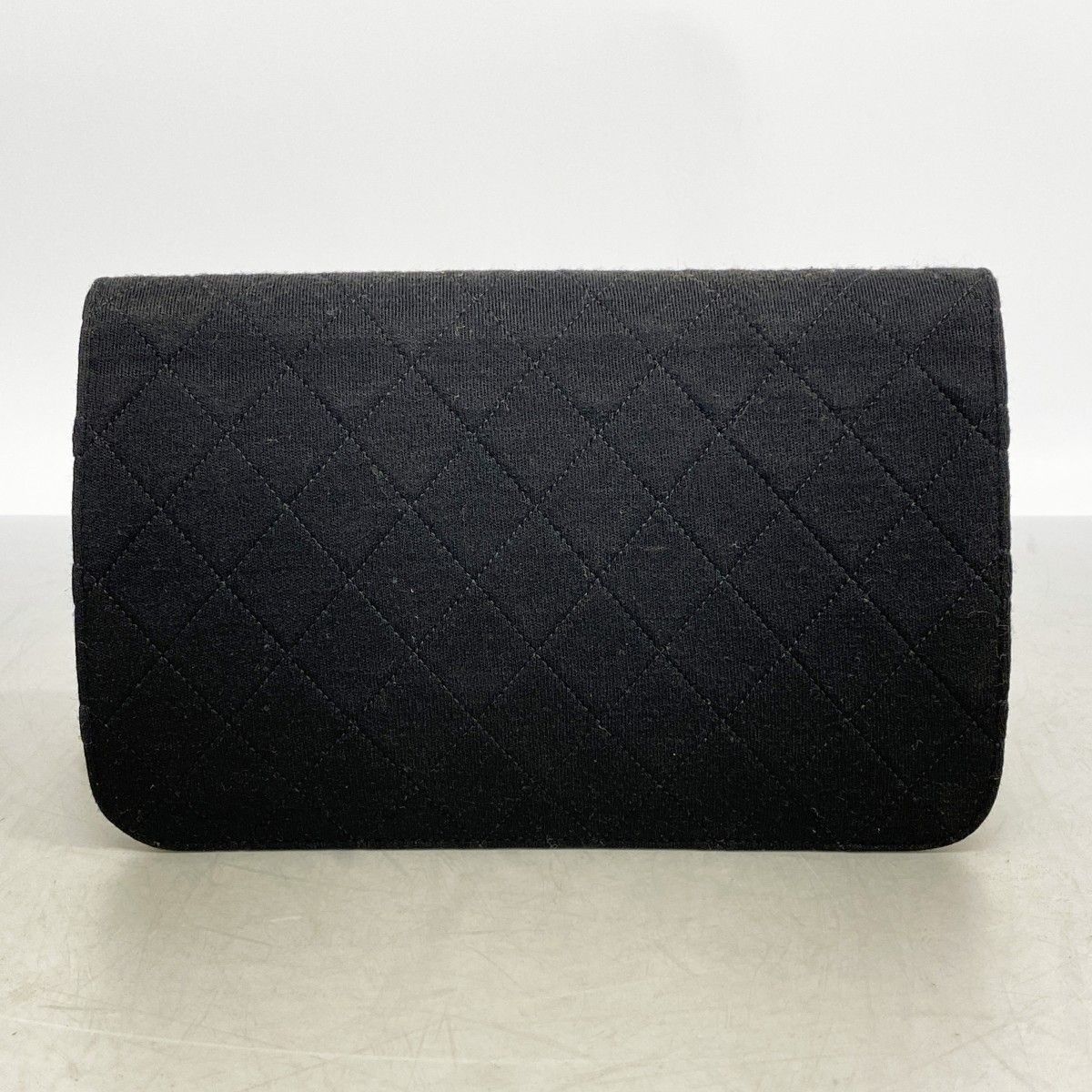 Chanel Shoulder Bag Quilted Jersey Black Gold — view 9