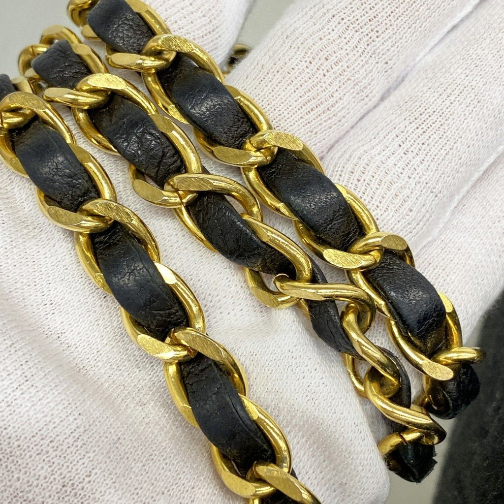 Chanel Shoulder Bag Quilted Jersey Black Gold — view 8