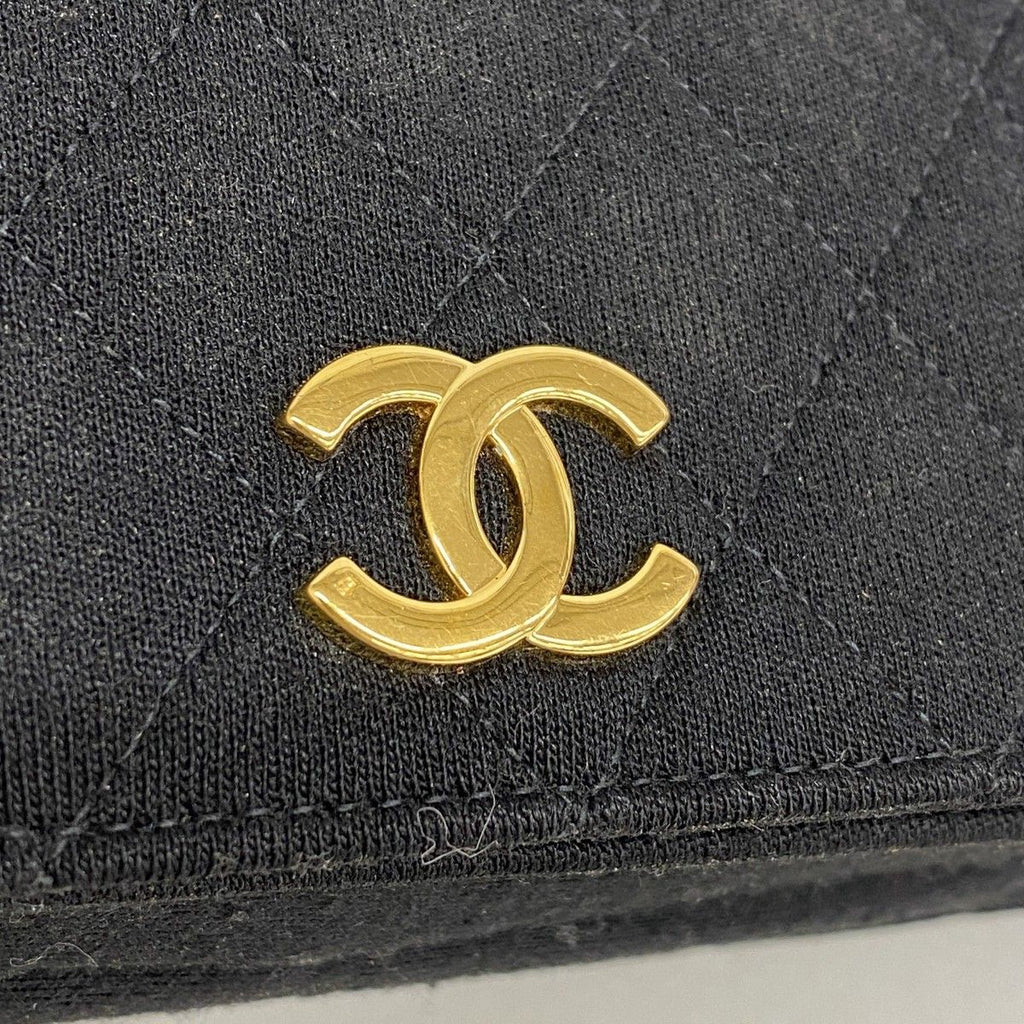 Chanel Shoulder Bag Quilted Jersey Black Gold — view 7