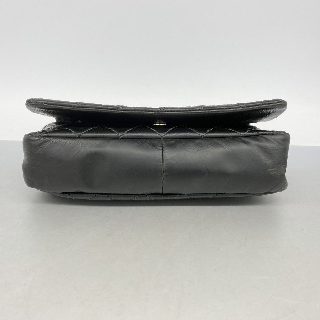 Chanel Shoulder Bag Quilted Leather Black Silver — view 3