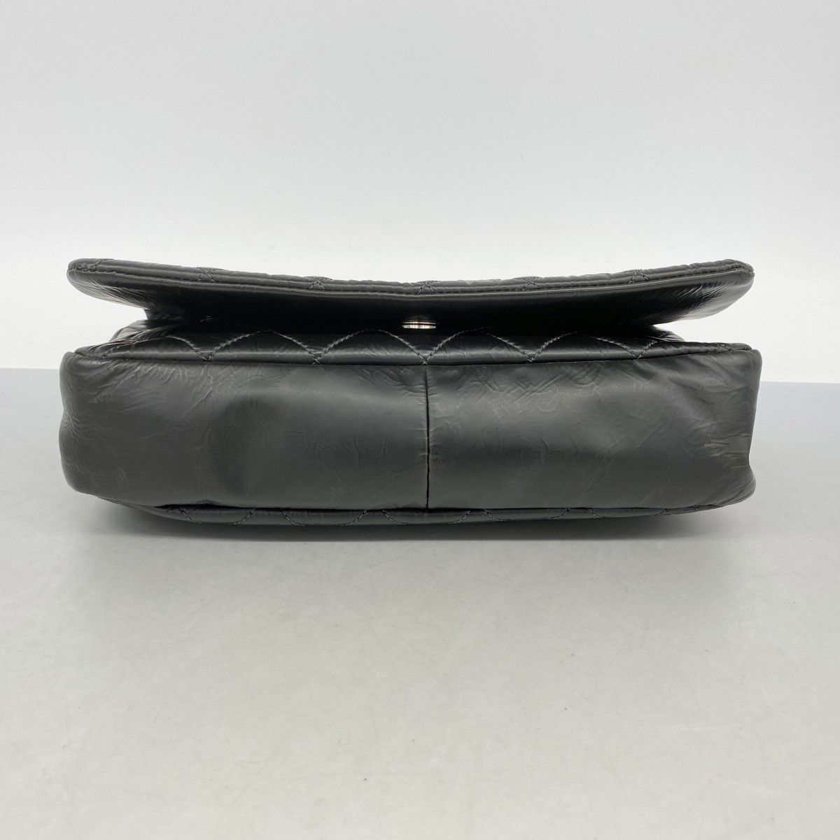 Chanel Shoulder Bag Quilted Leather Black Silver — view 3