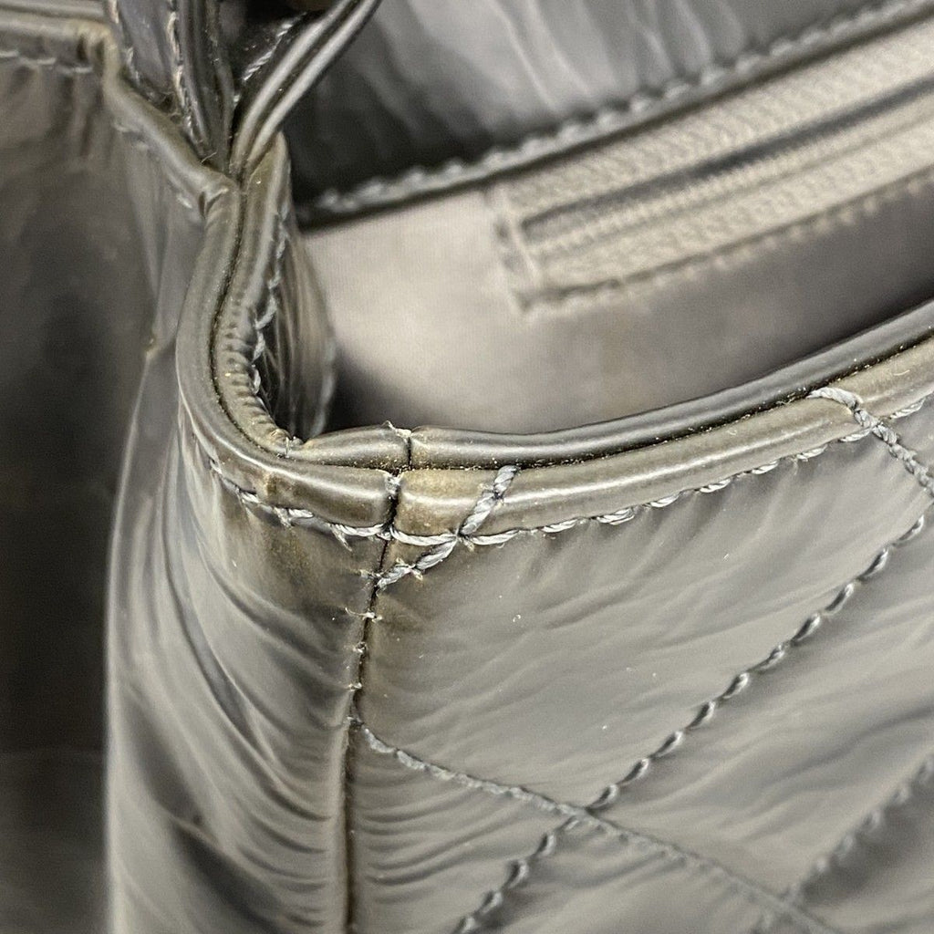 Chanel Shoulder Bag Quilted Leather Black Silver — view 6