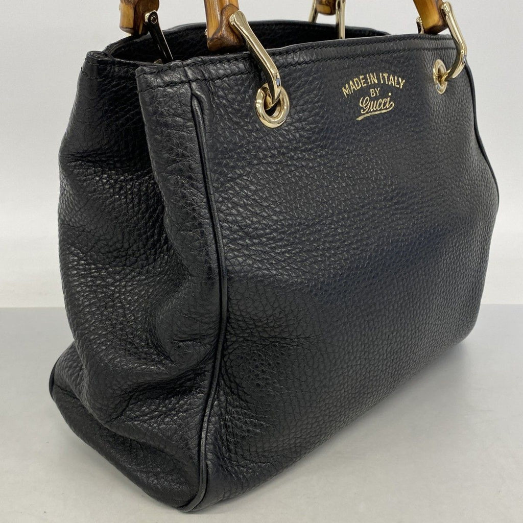 Gucci Handbag Bamboo Leather Black Champagne Gold — view 2