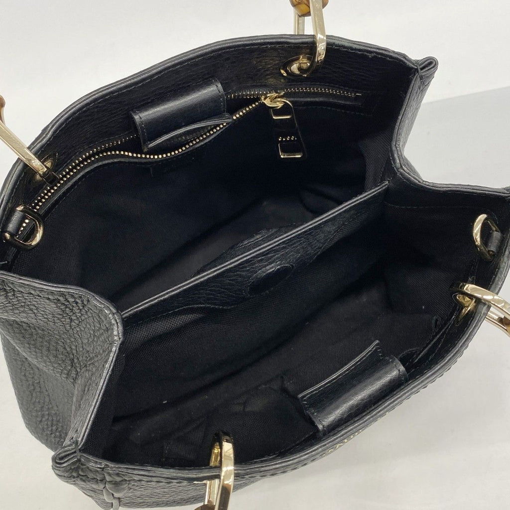 Gucci Handbag Bamboo Leather Black Champagne Gold — view 4