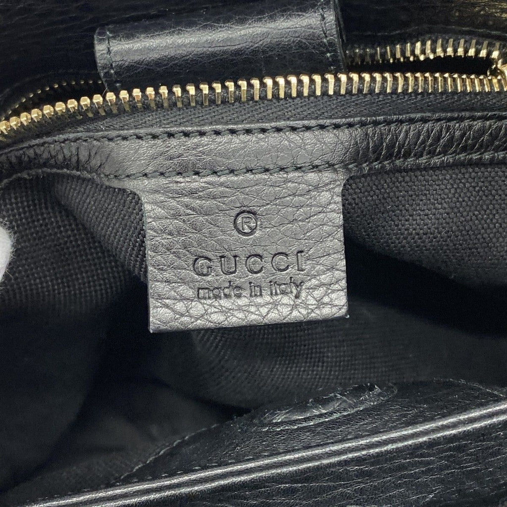 Gucci Handbag Bamboo Leather Black Champagne Gold — view 5