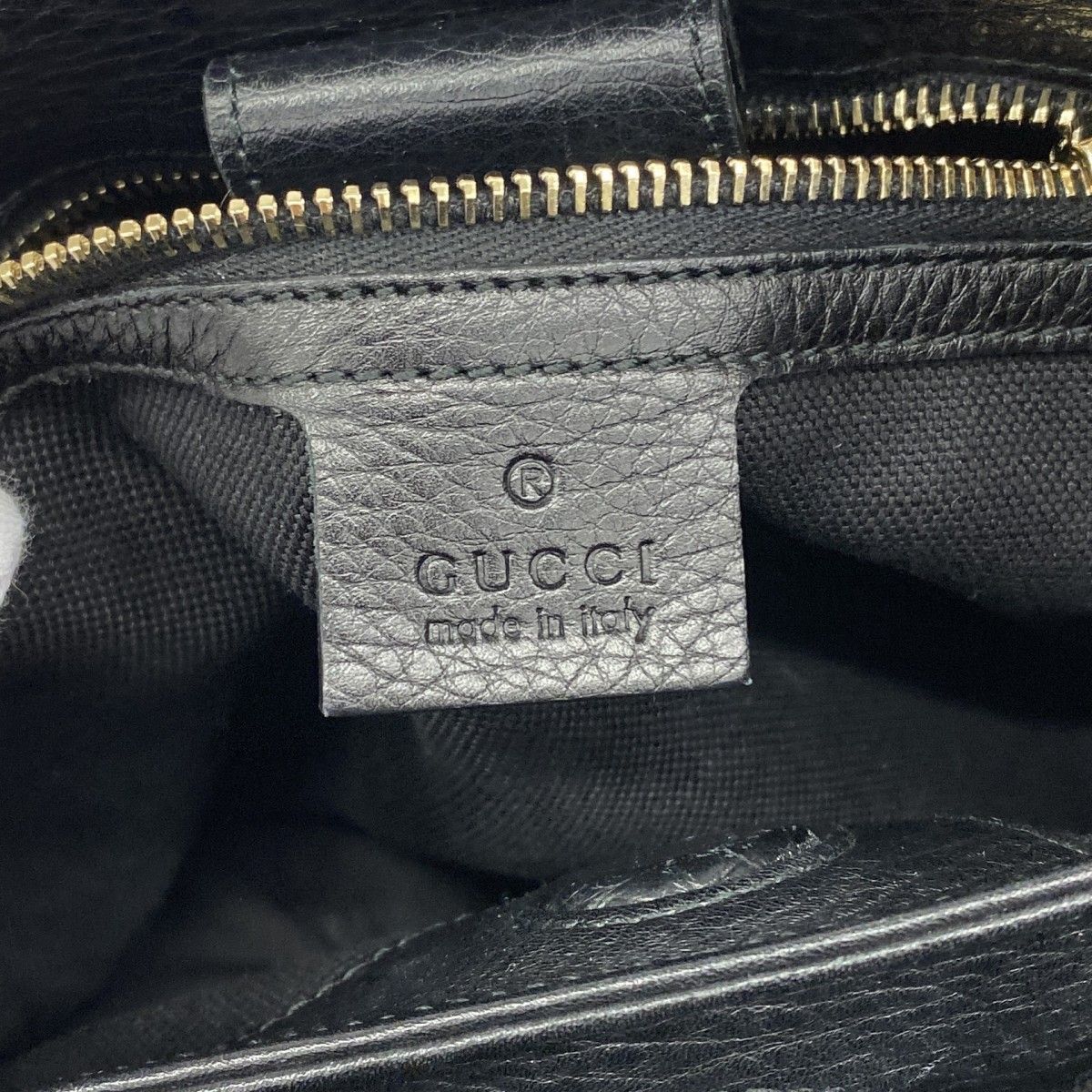 Gucci Handbag Bamboo Leather Black Champagne Gold — view 5
