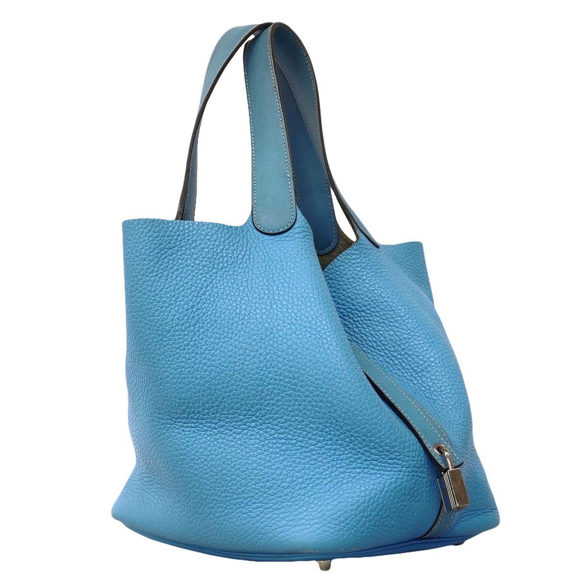 Hermes Handbag Picotin Lock Touch MM Taurillon Clemence Swift Blue Paradise — view 2