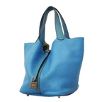 Hermes Handbag Picotin Lock Touch MM Taurillon Clemence Swift Blue Paradise