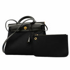 Hermes Handbag Herbag Zip PM Toile Military Black Gold 2-Way