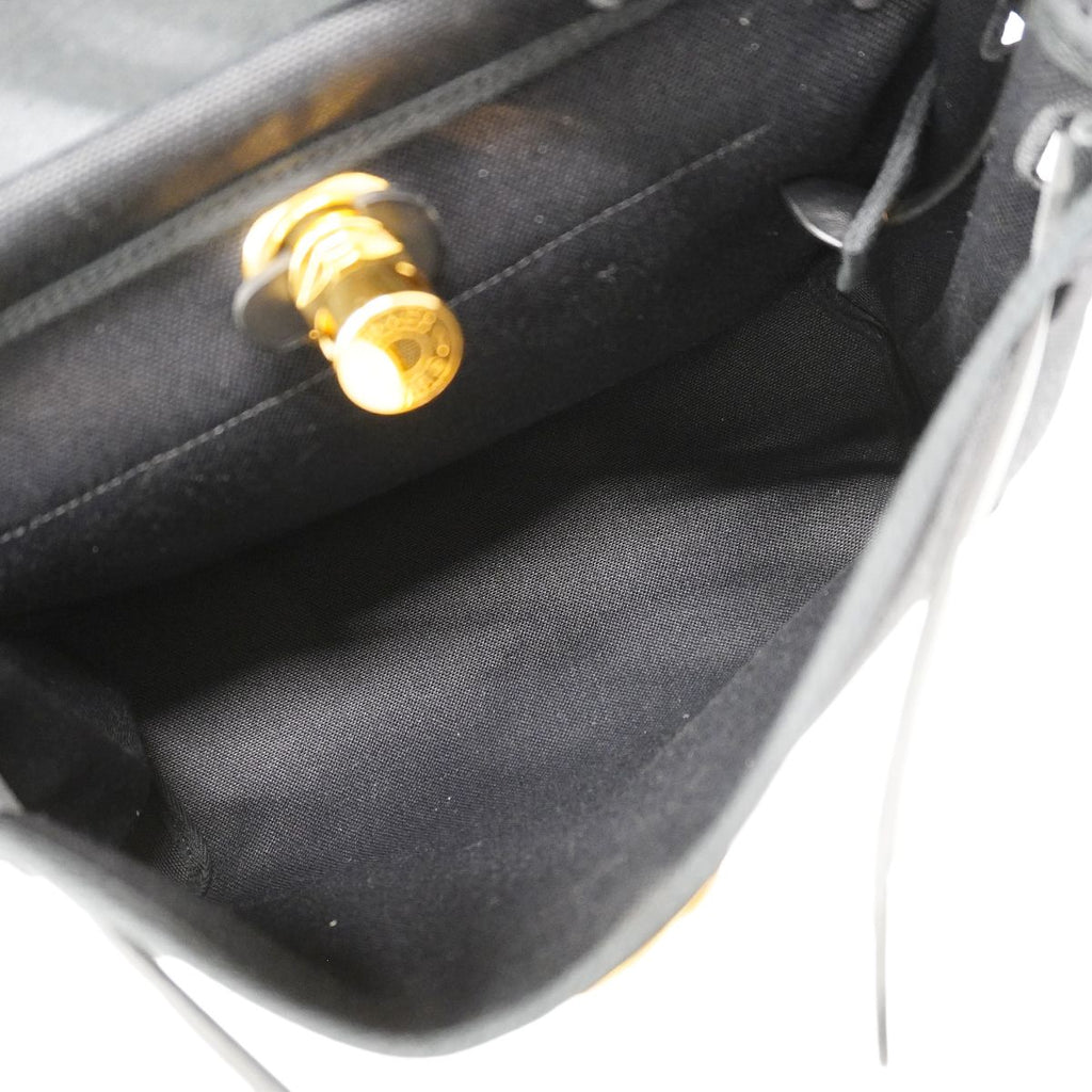 Hermes Handbag Herbag Zip PM Toile Military Black Gold 2-Way — view 4