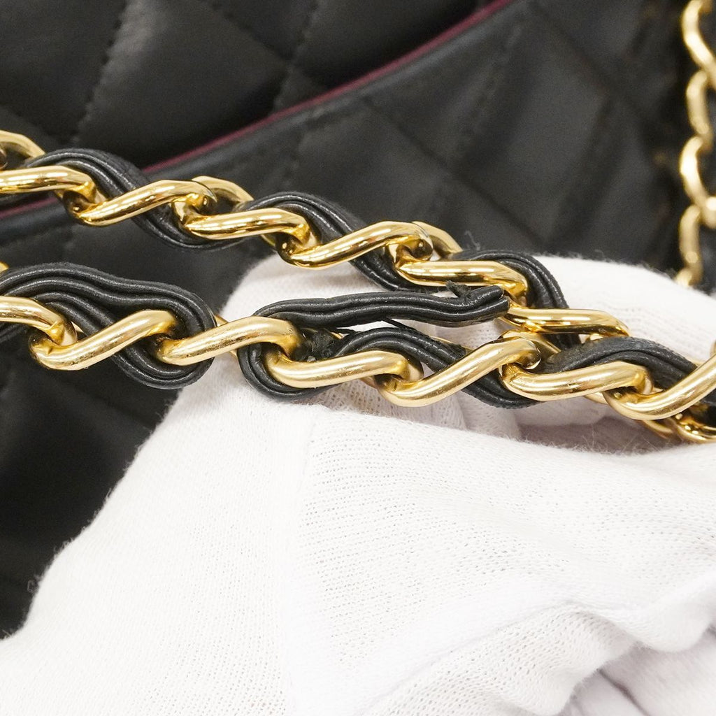 Chanel Shoulder Bag Deca Quilted Lambskin Black Gold — view 6