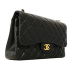 Chanel Shoulder Bag Deca Quilted Lambskin Black Gold — view 2