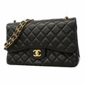 Chanel Shoulder Bag Deca Quilted Lambskin Black Gold
