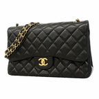 Chanel Shoulder Bag Deca Quilted Lambskin Black Gold