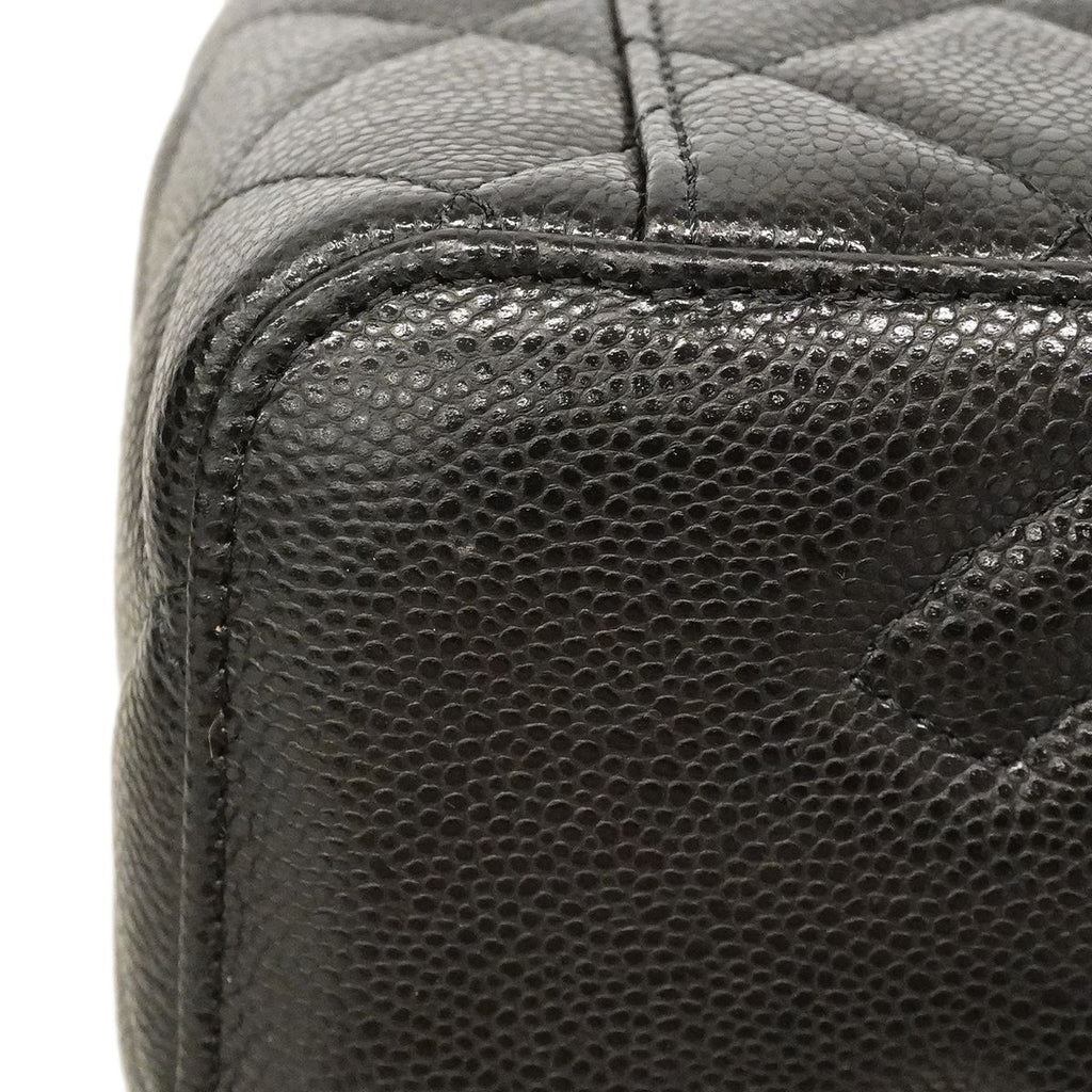 Chanel Shoulder Bag Quilted Caviar Leather Black Champagne Gold — view 6