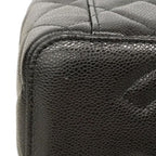 Chanel Shoulder Bag Quilted Caviar Leather Black Champagne Gold — view 6