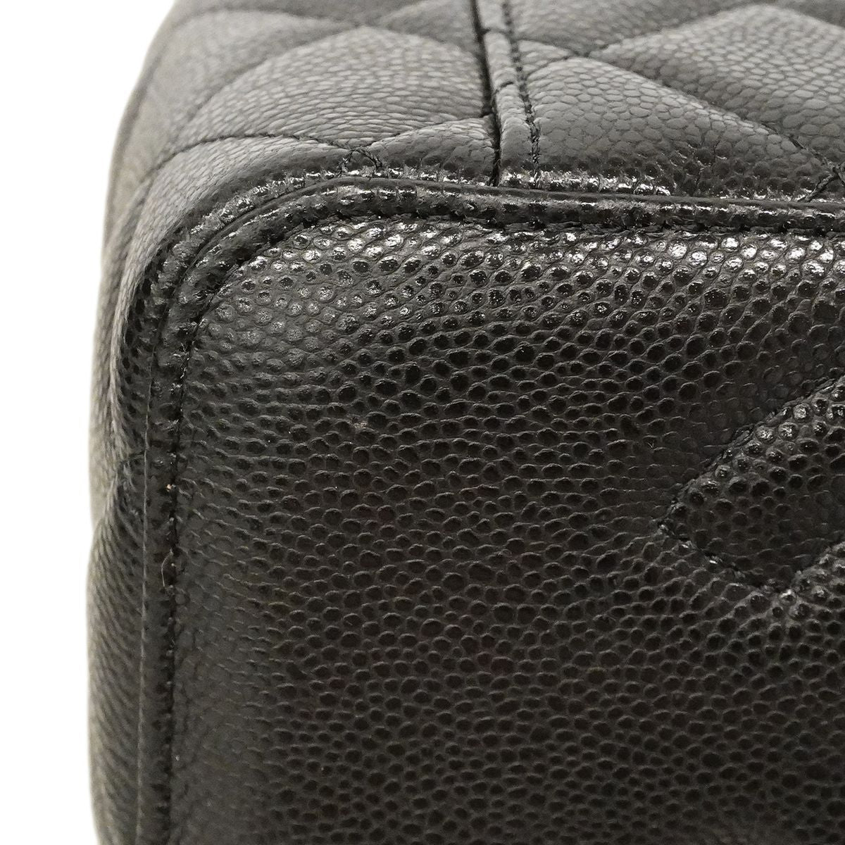 Chanel Shoulder Bag Quilted Caviar Leather Black Champagne Gold — view 6