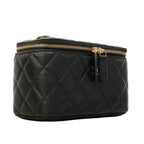 Chanel Shoulder Bag Quilted Caviar Leather Black Champagne Gold — view 2