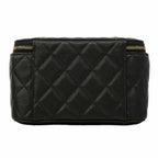 Chanel Shoulder Bag Quilted Caviar Leather Black Champagne Gold — view 7