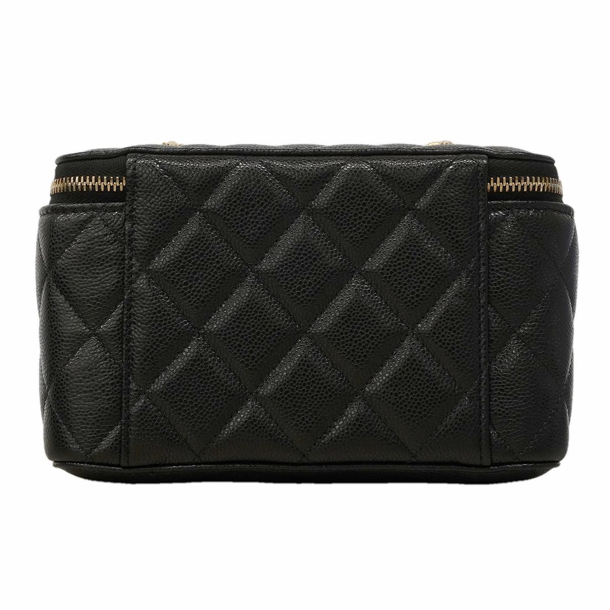 Chanel Shoulder Bag Quilted Caviar Leather Black Champagne Gold — view 7