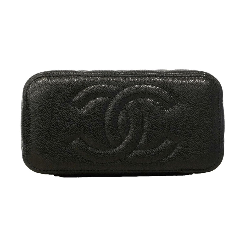 Chanel Shoulder Bag Quilted Caviar Leather Black Champagne Gold — view 3
