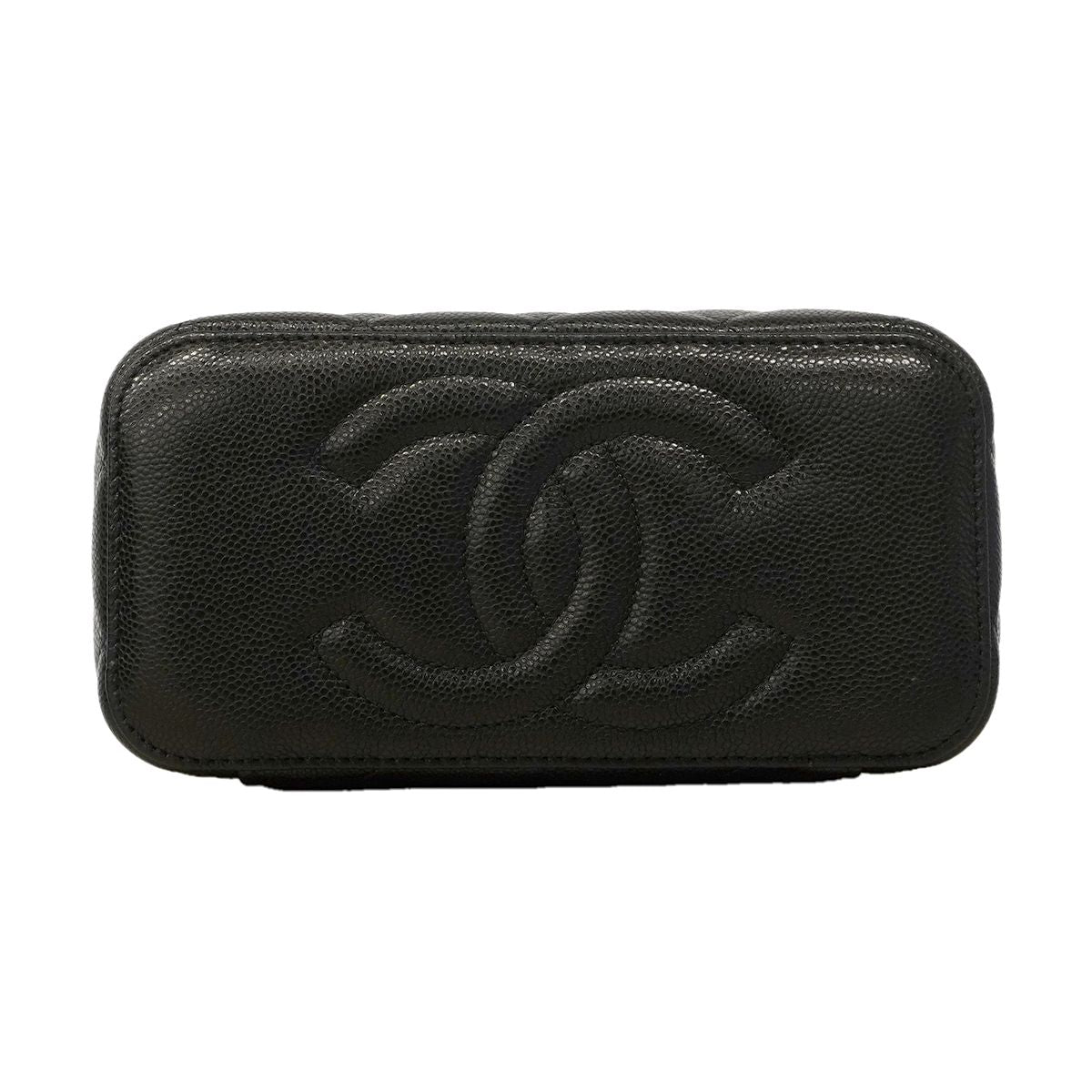 Chanel Shoulder Bag Quilted Caviar Leather Black Champagne Gold — view 3