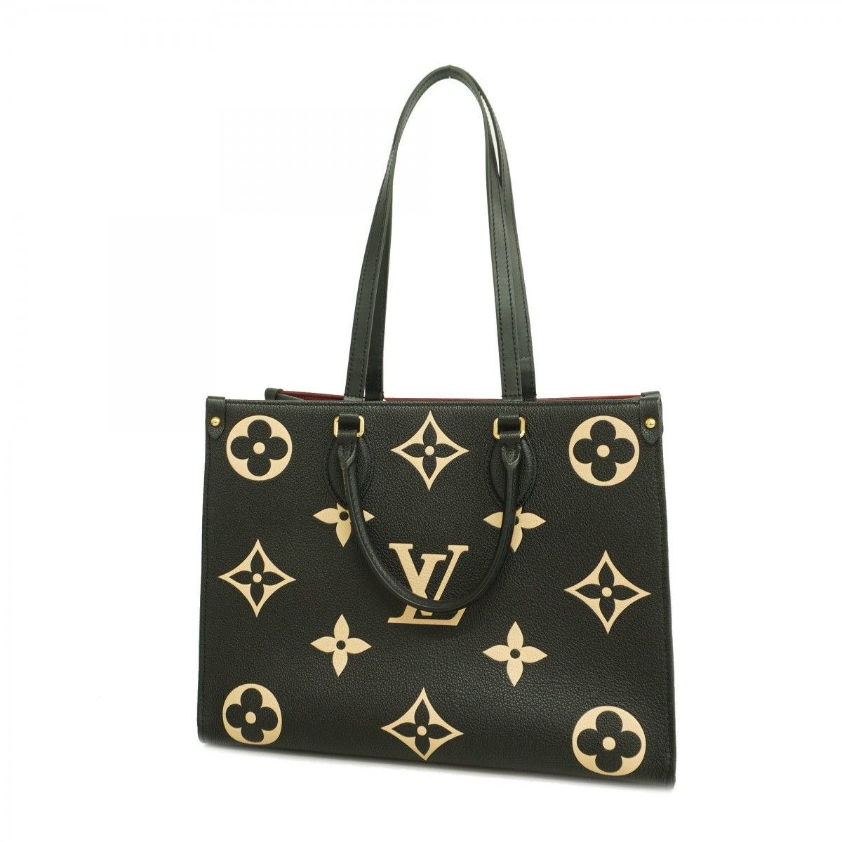 Louis Vuitton Tote Monogram Empreinte On The Go MM Black Beige 2-Way