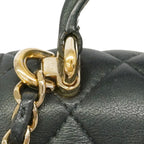 Chanel Handbag Quilted Lambskin Dark Green Champagne Gold 2-Way — view 6