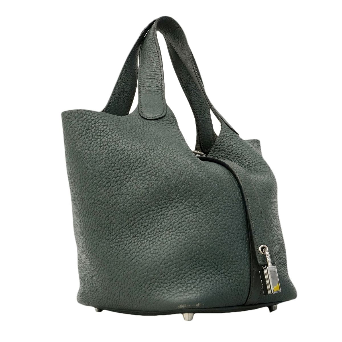 Hermes Handbag Picotin Lock PM Taurillon Clemence Vert Amand Silver — view 2