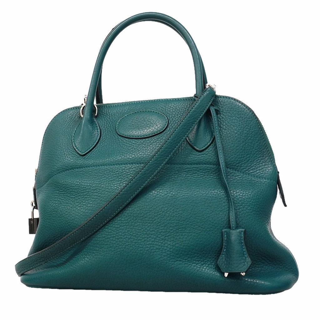 Hermes Handbag Bolide 31 Taurillon Clemence Col Vert Silver 2-Way
