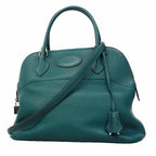Hermes Handbag Bolide 31 Taurillon Clemence Col Vert Silver 2-Way
