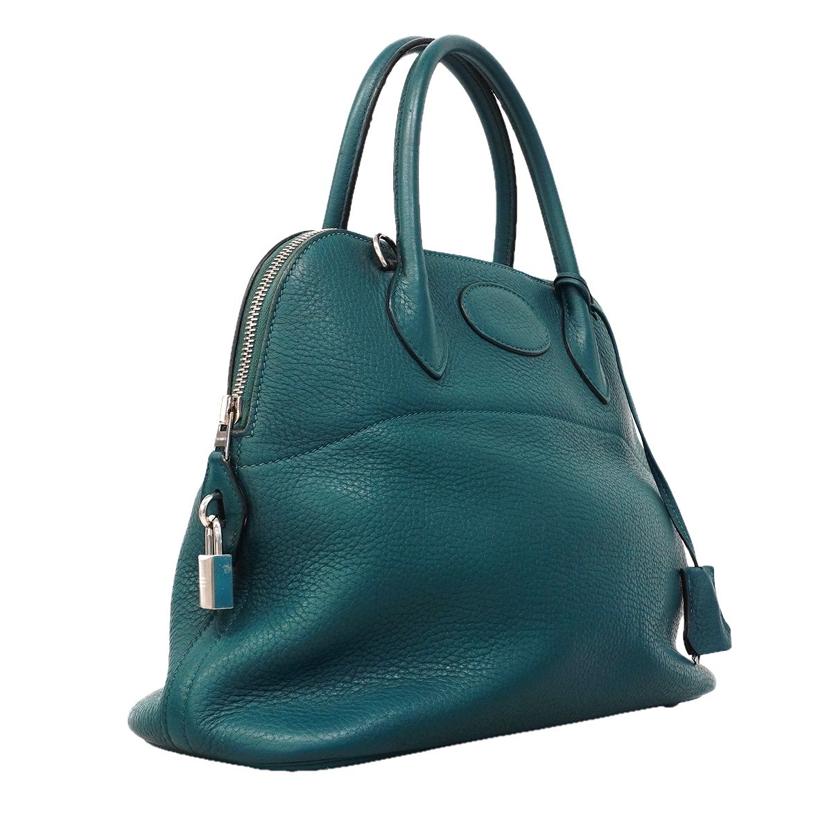 Hermes Handbag Bolide 31 Taurillon Clemence Col Vert Silver 2-Way — view 2
