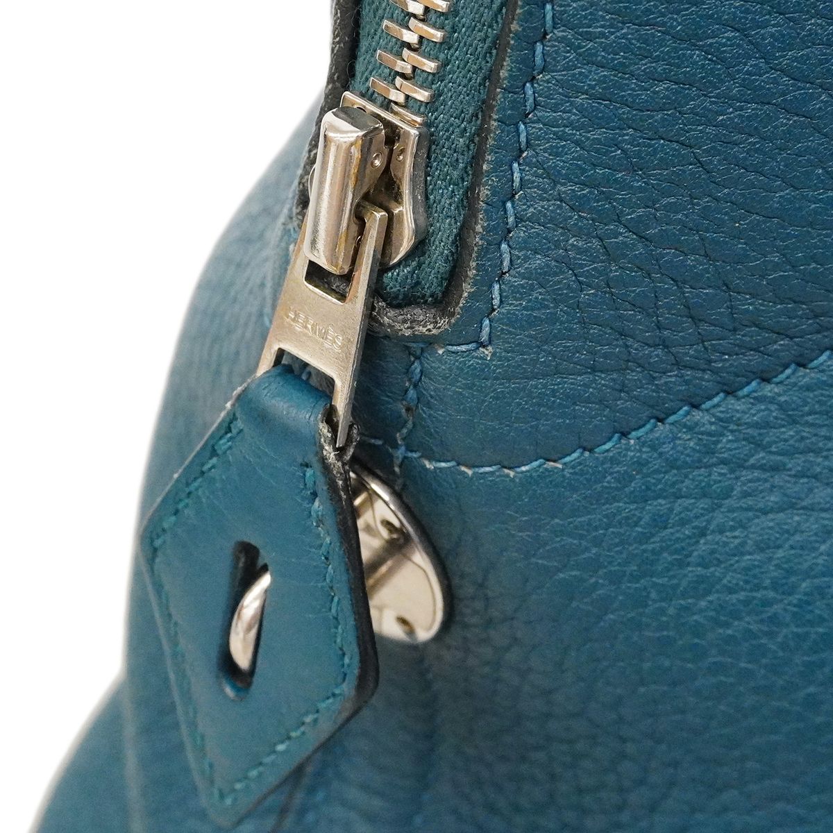 Hermes Handbag Bolide 31 Taurillon Clemence Col Vert Silver 2-Way — view 8