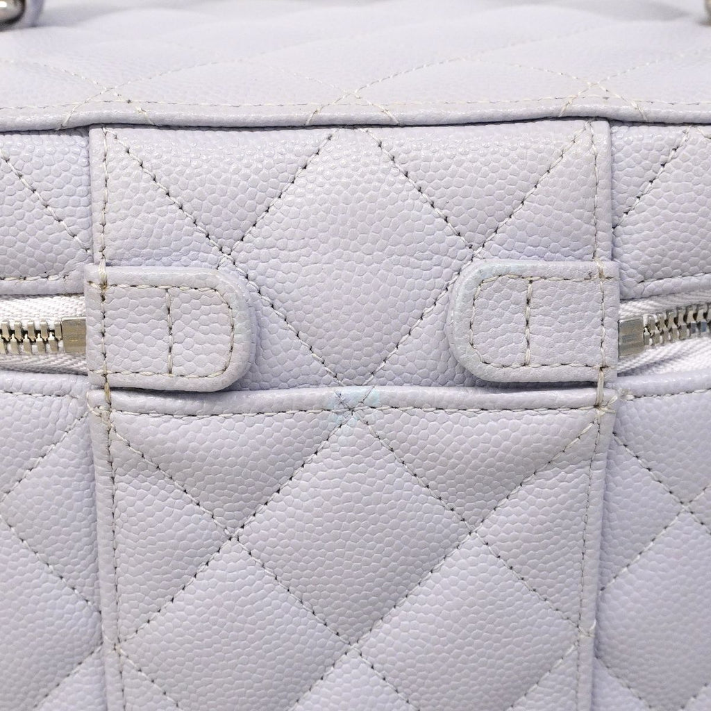 Chanel Vanity Bag Quilted Caviar Leather Purple Silver 2-Way — view 8