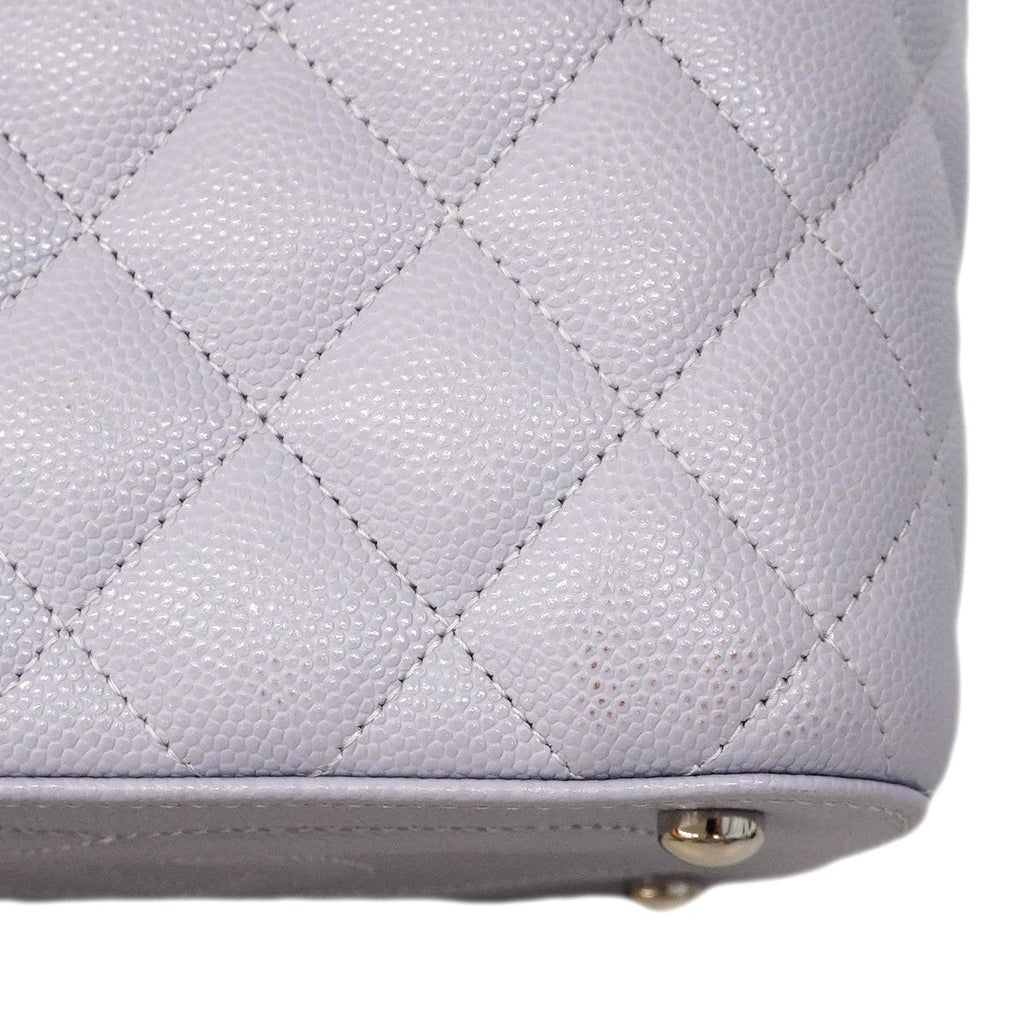 Chanel Vanity Bag Quilted Caviar Leather Purple Silver 2-Way — view 6