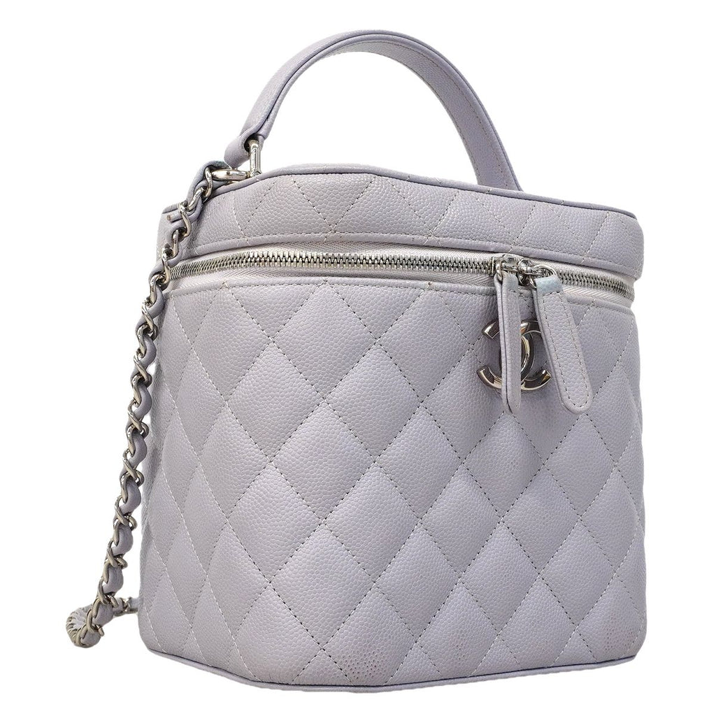 Chanel Vanity Bag Quilted Caviar Leather Purple Silver 2-Way — view 2