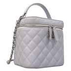 Chanel Vanity Bag Quilted Caviar Leather Purple Silver 2-Way — view 2