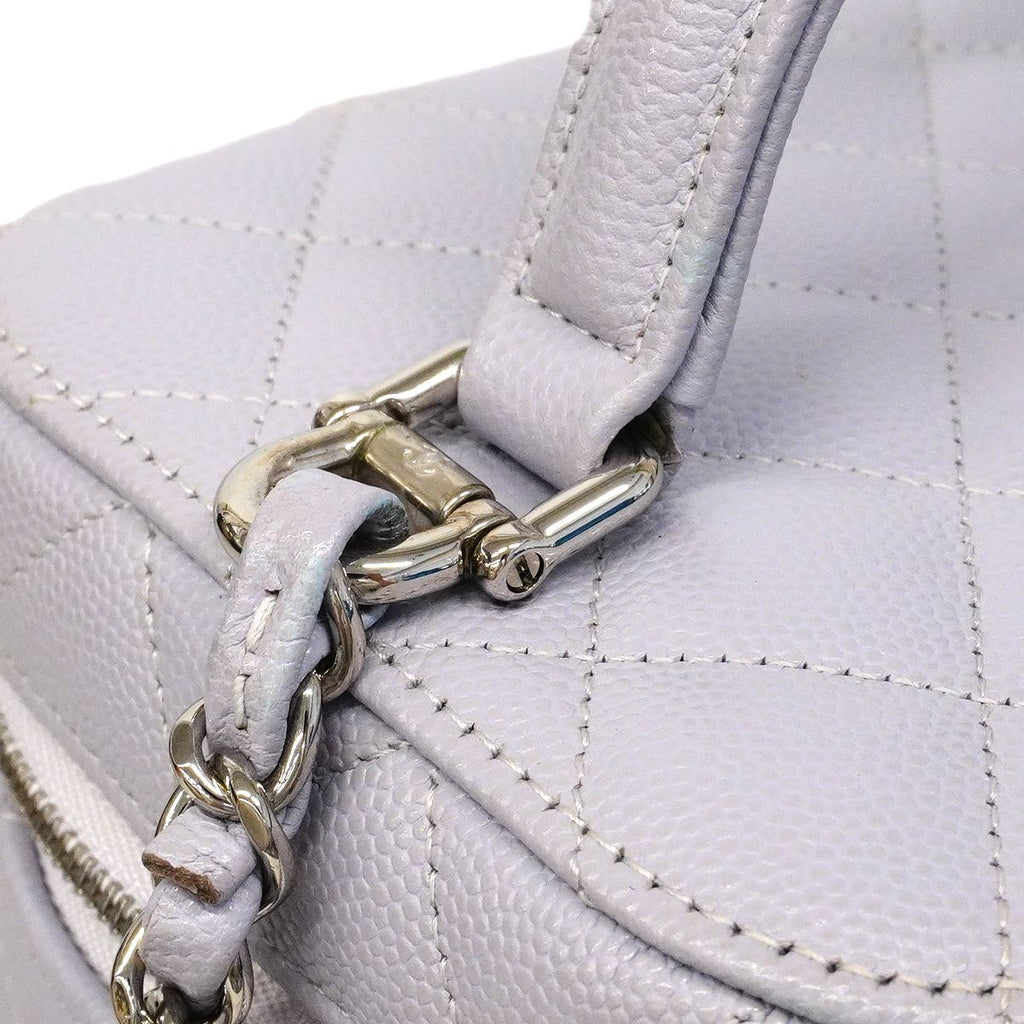 Chanel Vanity Bag Quilted Caviar Leather Purple Silver 2-Way — view 7